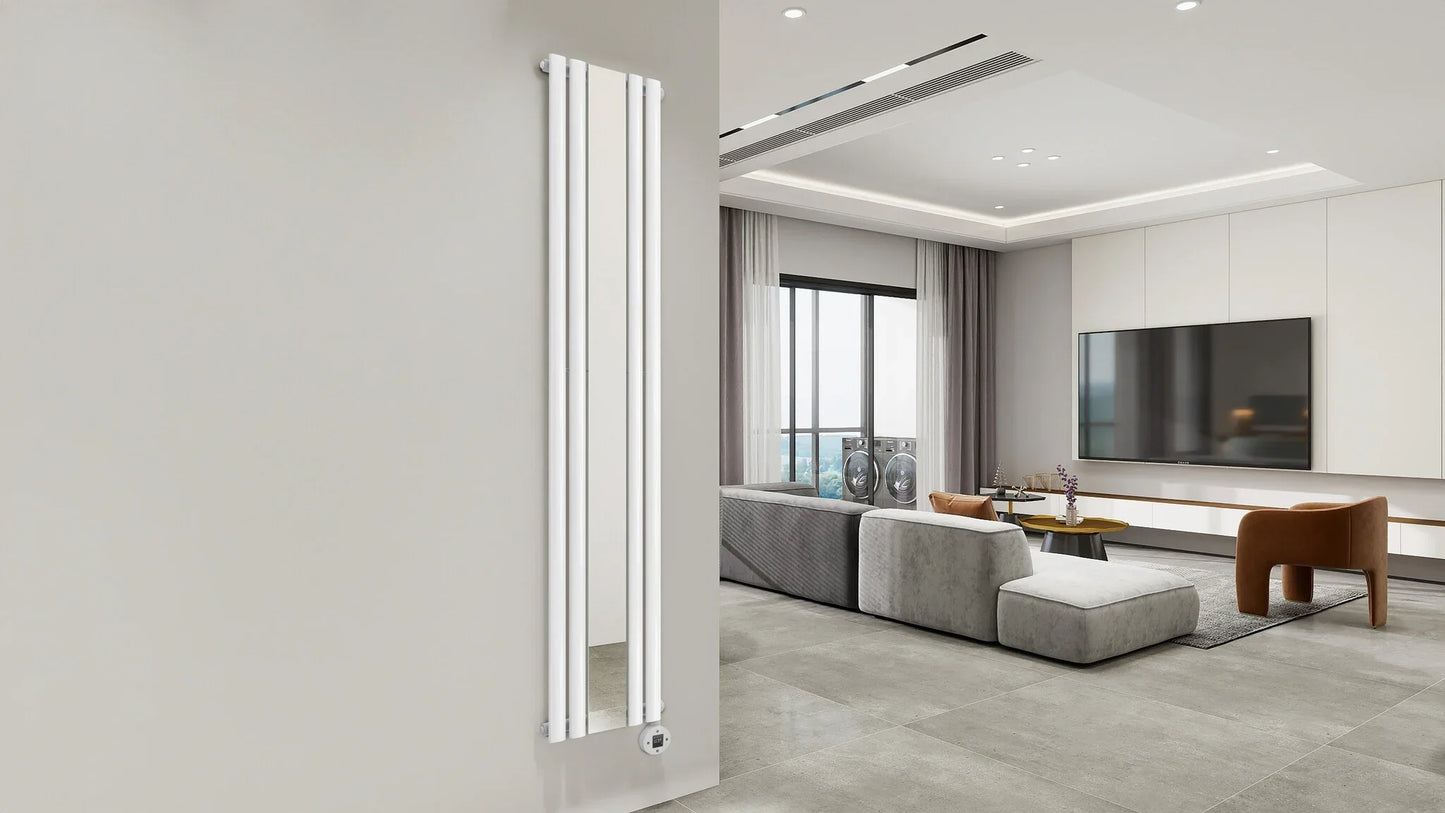 Radiador eléctrico vertical blanco con espejo 1200W NeoTherm