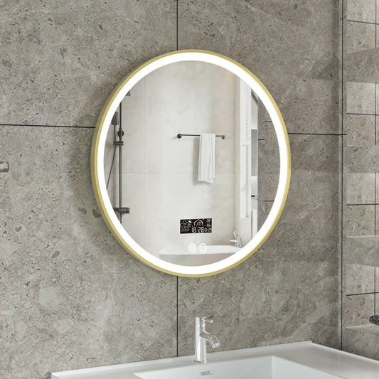 Tweedekans - Smart spiegel rond 60cm gouden frame met led verlichting, anti-condens en wifi - Default
