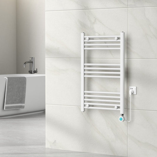 Radiador toallero Eléctrico con Termostato Digital - Radiador Baño - 800 × 500 mm - Blanco mate - 300 vatios