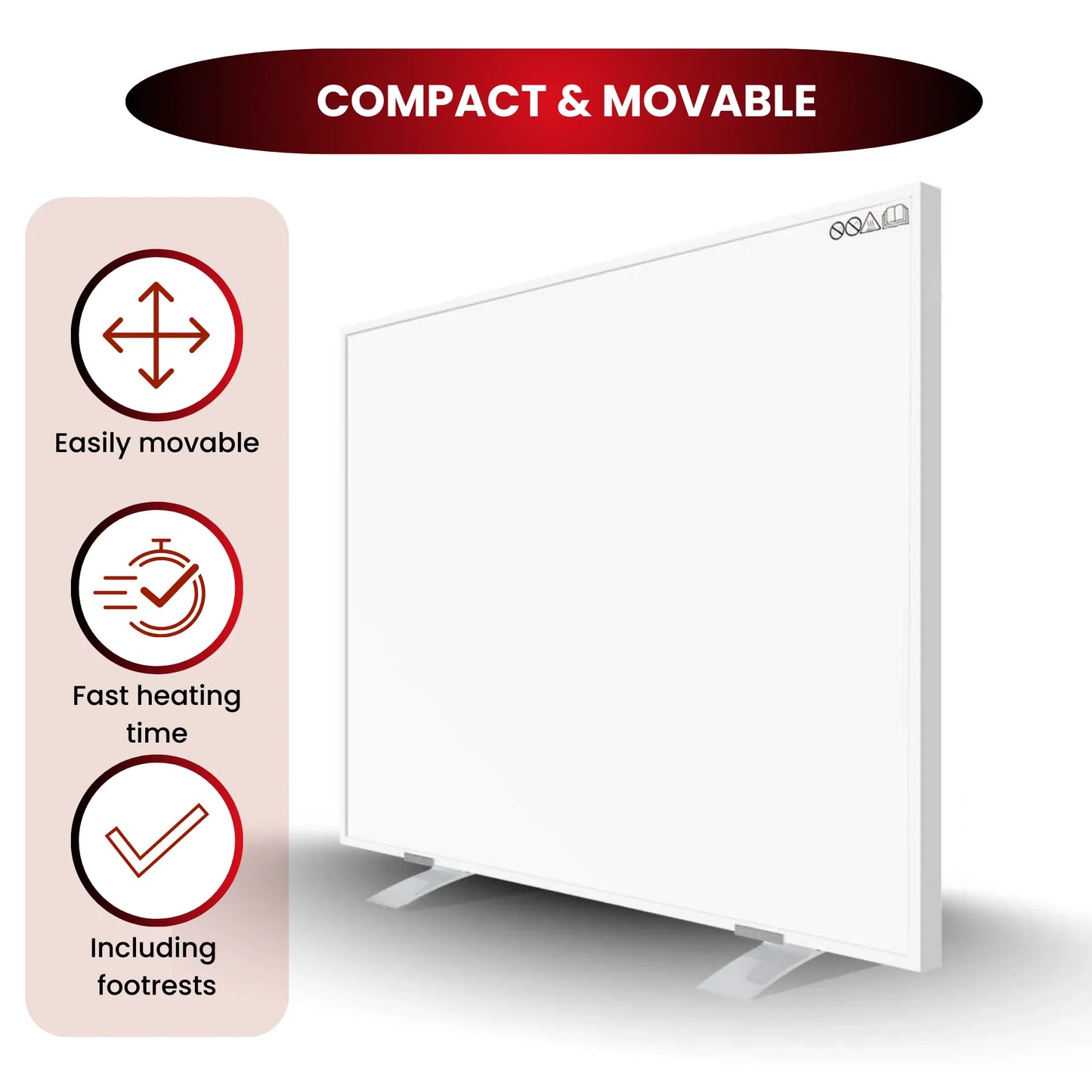 Serie QH-AK Panel infrarrojo portátil 350, 450, 580 o 700 vatios con ruedas
