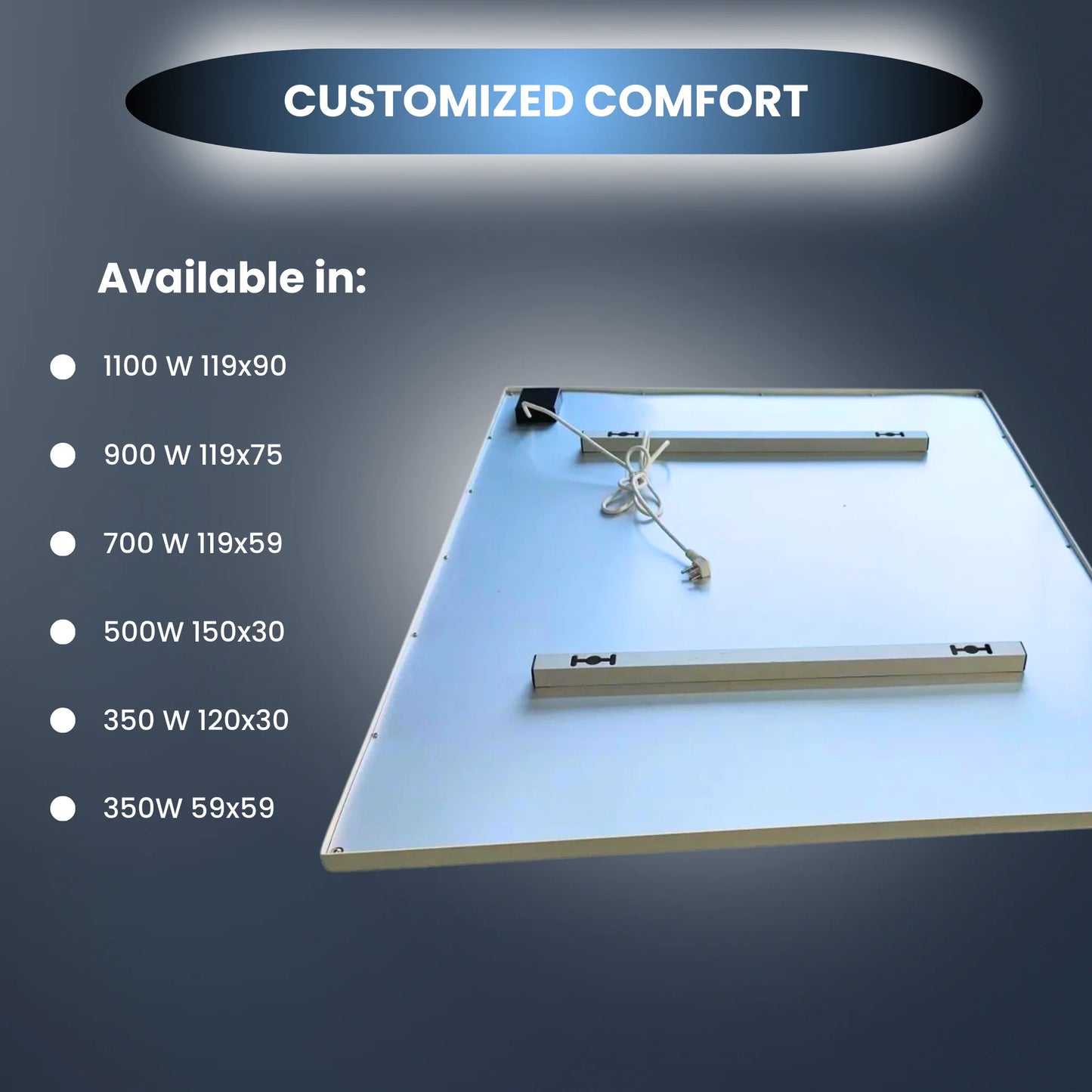 Panel infrarrojo QH-FR Serie 30 x 120 cm 350Watt