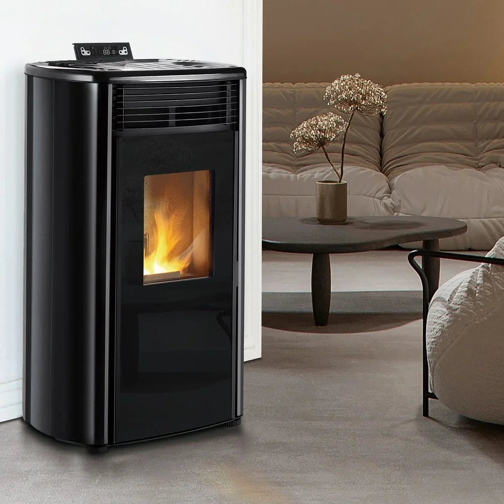 Estufa de pellets - 9,9 kW - para 80-100 m² - 5 niveles - temporizador - CR9 - puerta doble