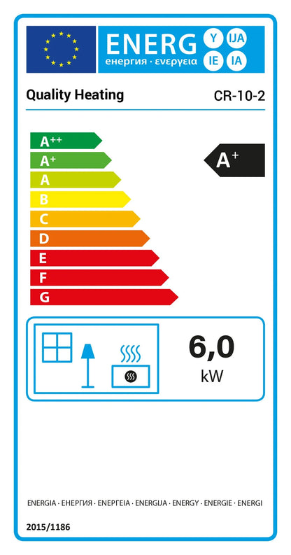 Estufa de pellets - 6kW - para 40-60 m² - 5 niveles - temporizador - CR10-2