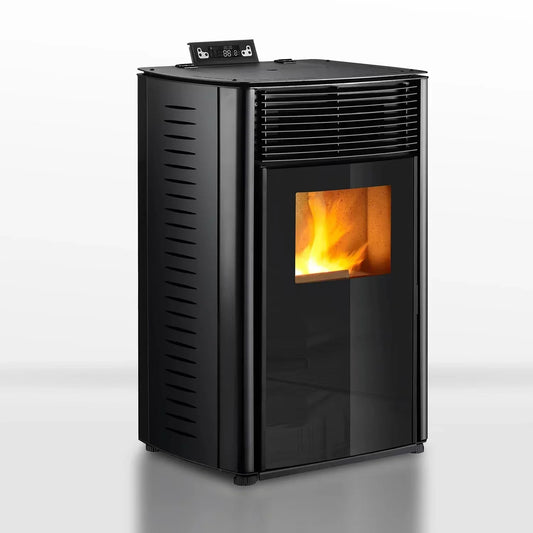Estufa de pellets - 13.1kW - para 80-100 m2 - 5 niveles - temporizador - CR04 Negro