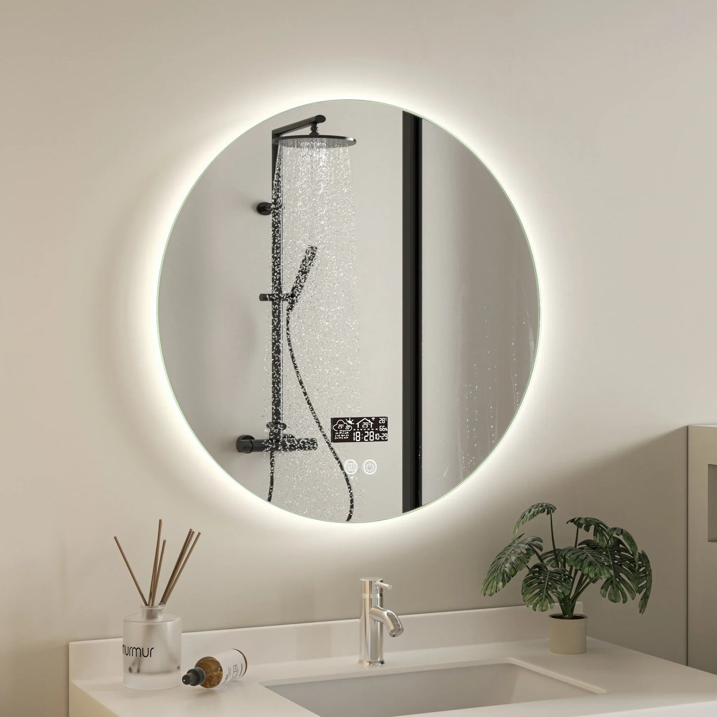 Smart spiegel rond 60cm frameloos met led verlichting, anti-condens en wifi