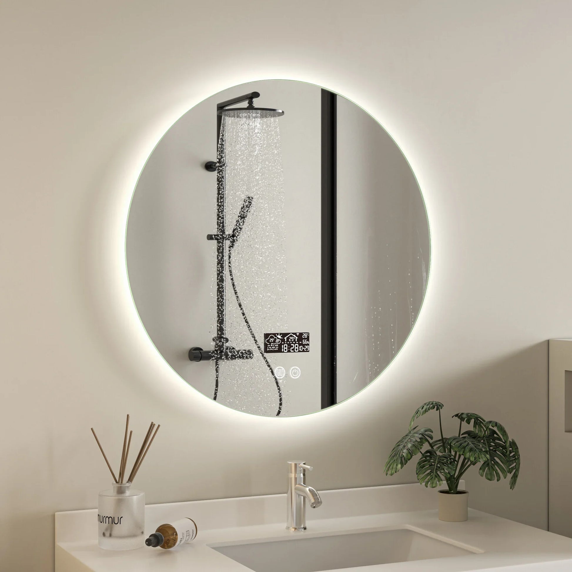 Smart spiegel rond 60cm frameloos met led verlichting, anti-condens en wifi