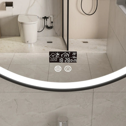 Smart spiegel rond 80cm zwart frame met led verlichting, anti-condens en wifi