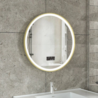 Smart spiegel rond 80cm gouden frame met led verlichting, anti-condens en wifi
