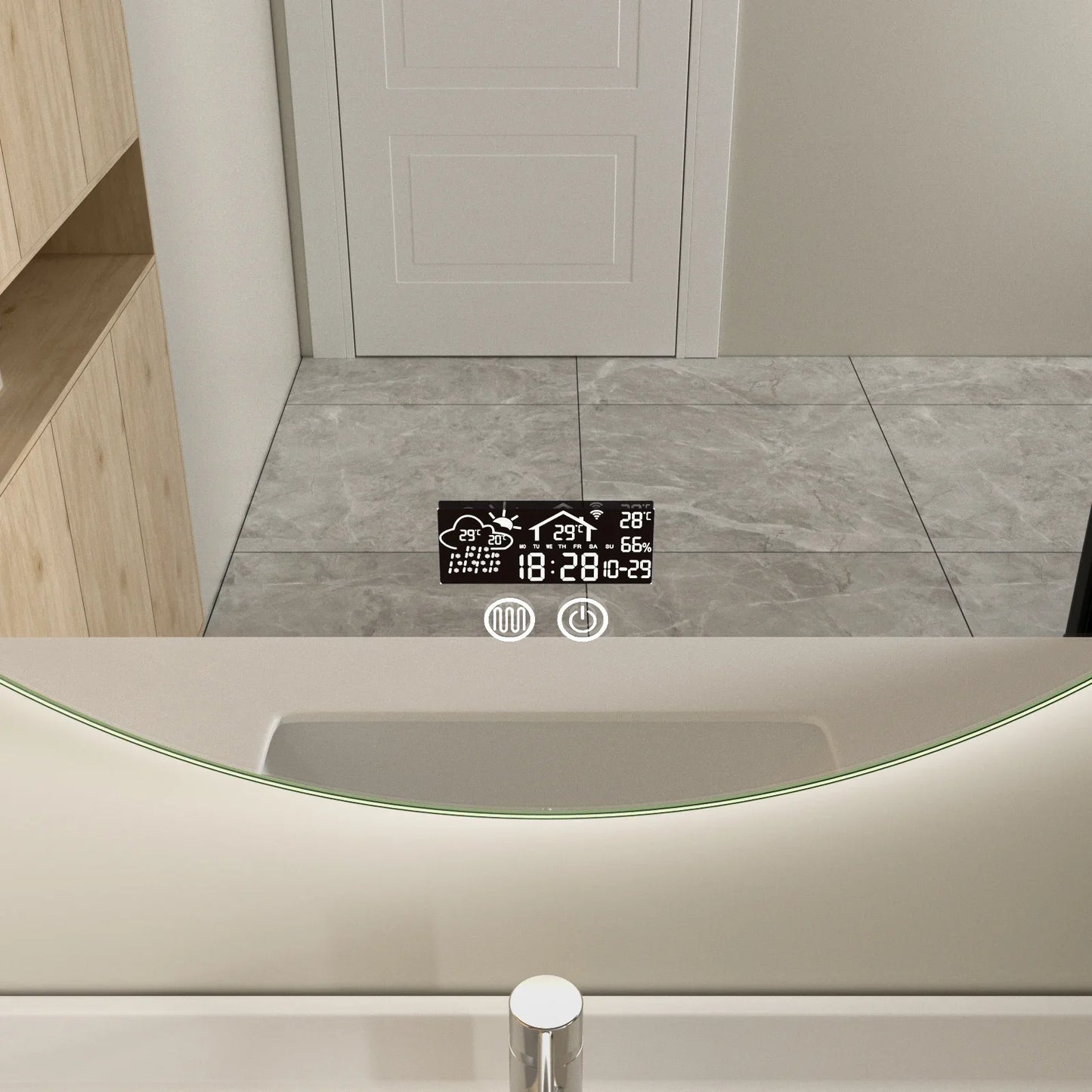 Smart spiegel rond 80cm frameloos met led verlichting, anti-condens en wifi
