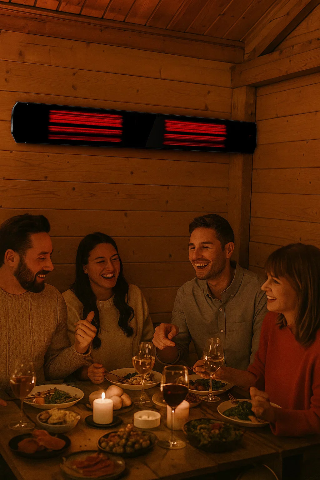 Calefactor infrarrojo de patio Calore negro 1600 - 2200Watt ajustable