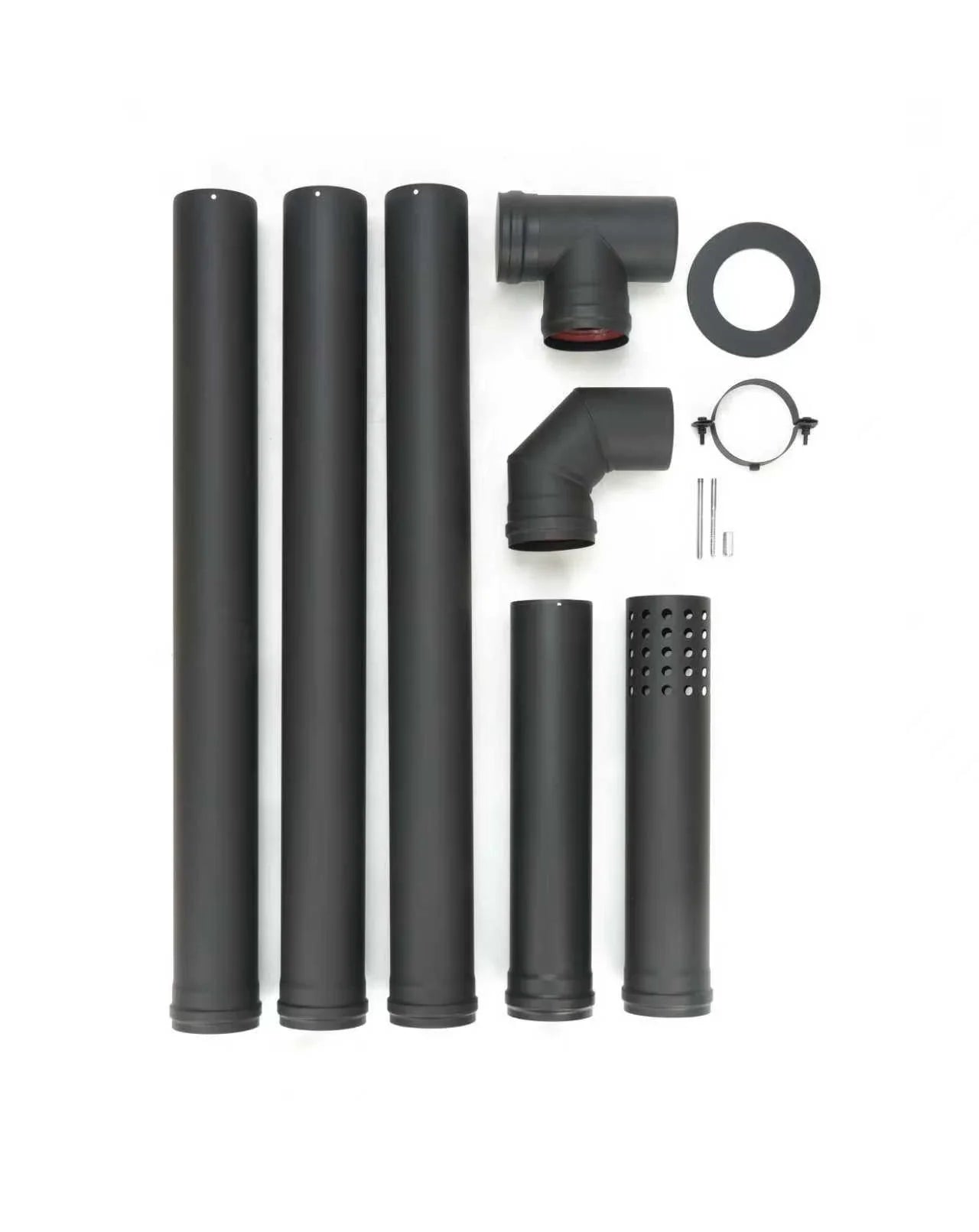 Juego de tubos para estufa de pellets - Ø 100 mm - acero al carbono - Modelo no eléctrico