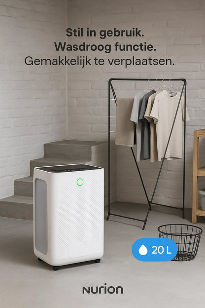 Deshumidificador compacto de 20 litros Wifi con filtro de carbono