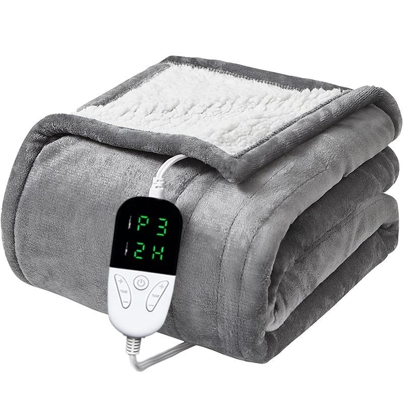 Coperta elettrica - Coperta elettrica - 1 persona - 180x150 cm - Pile - Grigio