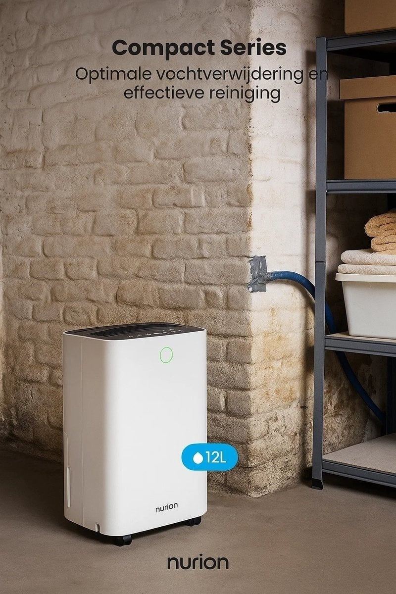 Deshumidificador compacto de 12 litros Wifi con filtro de carbono