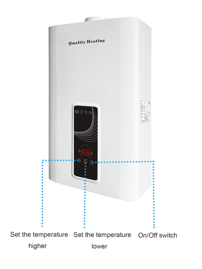 EcoTherm Electronische geiser 230V Digitaal 13L Low Nox Propaan gesloten kamer