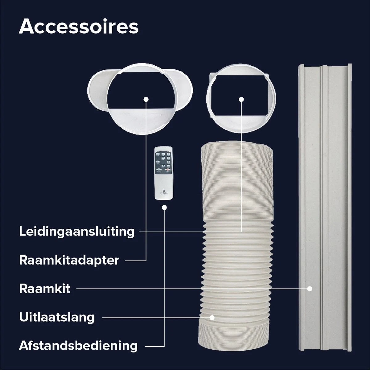 Mobiele airco Wifi ontvochtigen en ventileren met raamafdichting en luchtreiniger 7000btu