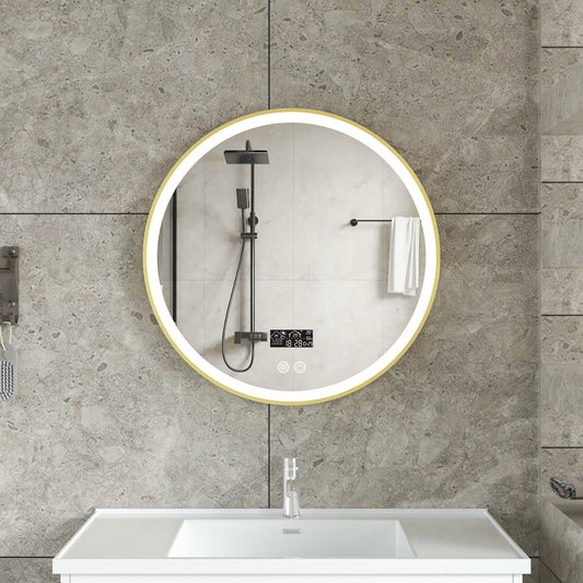 Tweedekans - Smart spiegel rond 60cm gouden frame met led verlichting, anti-condens en wifi - Default