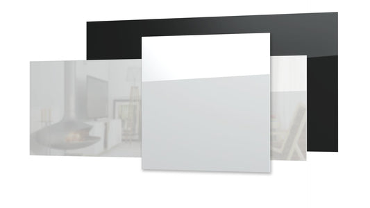 Tweedekans - Ecosun GS-Serie infraroodpanelen wit of zwart wand of plafond - Afmetingen: 120 x 80 cm 850Watt, Afwerking: Zwart glas, Towel Rail: Enkel met side cover bars