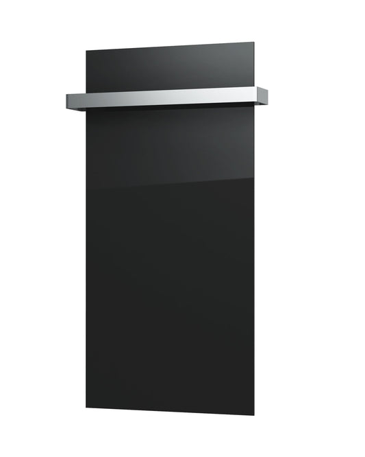 Tweedekans - Ecosun GS-Serie infraroodpanelen wit of zwart wand of plafond - Afmetingen: 120 x 80 cm 850Watt, Afwerking: Zwart glas, Towel Rail: Enkel met side cover bars