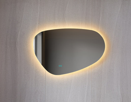 Tweedekans - Spiegel asymmetrisch organische led verlichting en anti-condens 100 cm breed en 65 cm hoog - Default