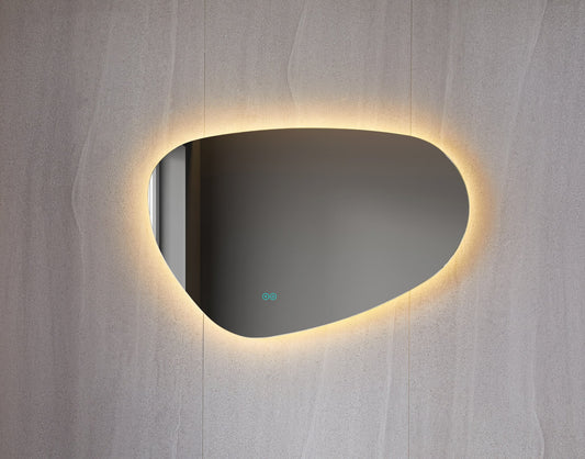 Tweedekans - Spiegel asymmetrisch organische led verlichting en anti-condens 60 cm breed en 40 cm hoog - Default