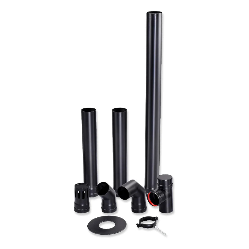 Seconda keuze - Set tubi per stufa a pellet - Ø 80 mm - acciaio al carbonio - soluzione completa - Predefinito