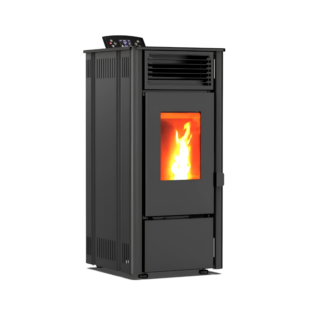 Stufa a pellet - 7.7 kW 70-80 m² - 5 livelli - timer - KM0805A - Nero