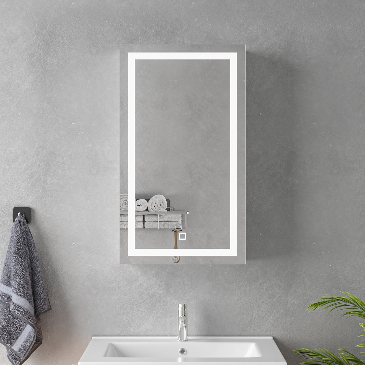 Armadio a specchio con illuminazione LED 40x70x15cm