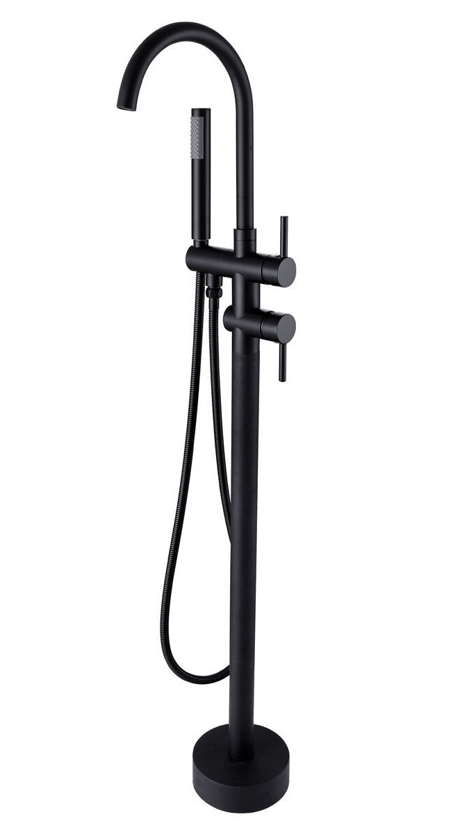 Seconda scelta - Rubinetto miscelatore da vasca freestanding – con doccetta a mano inclusa – nero opaco - Predefinito