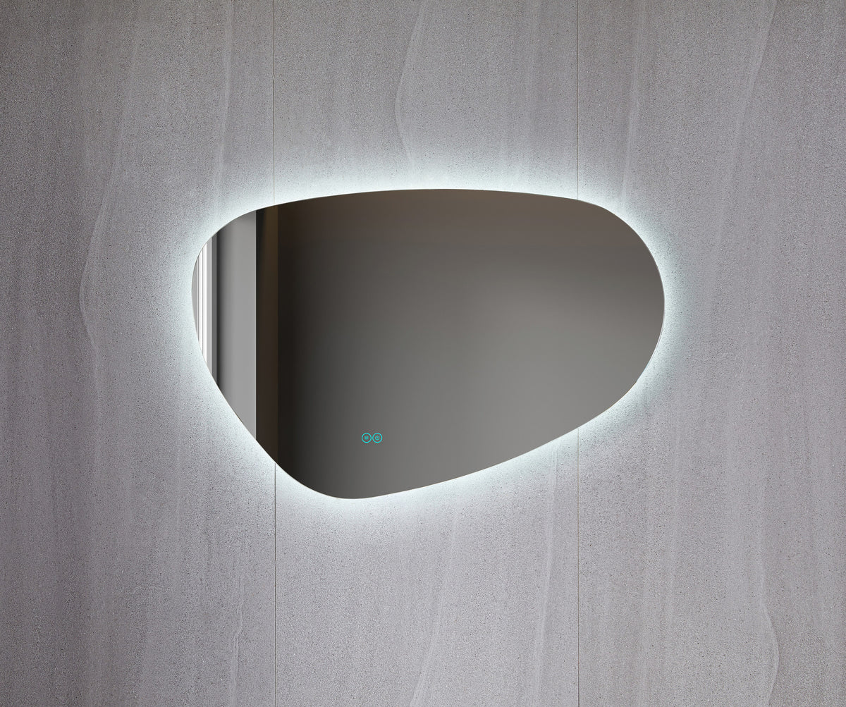 Tweedekans - Spiegel asymmetrisch organische led verlichting en anti-condens 60 cm breed en 40 cm hoog - Default
