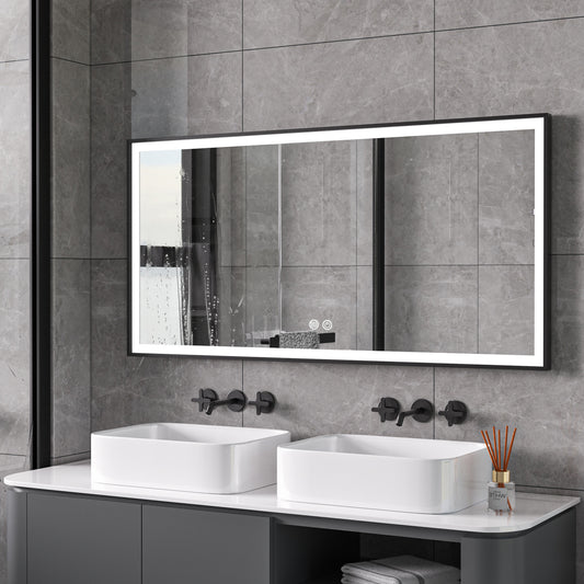 Tweedekans - Spiegel met zwart frame, led, anticondens 75 x 125cm - Default