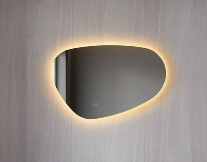Tweedekans - Spiegel asymmetrisch organische led verlichting en anti-condens 90 cm breed en 60 cm hoog - Default