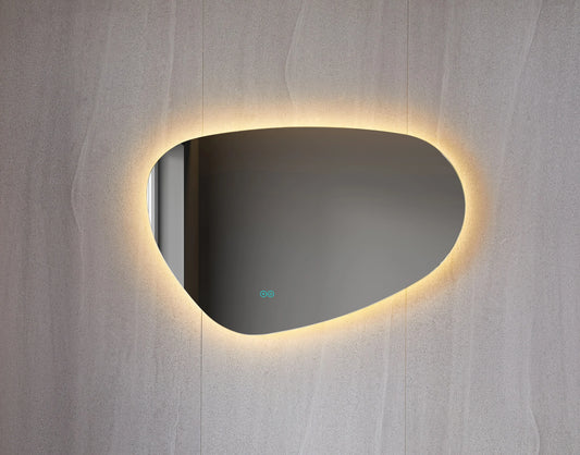 Tweedekans - Spiegel asymmetrisch organische led verlichting en anti-condens 90 cm breed en 60 cm hoog - Default