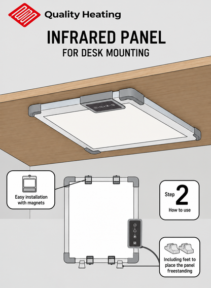 Infrarood verwarming voor bureau - 215 watt - 60 x 60 cm