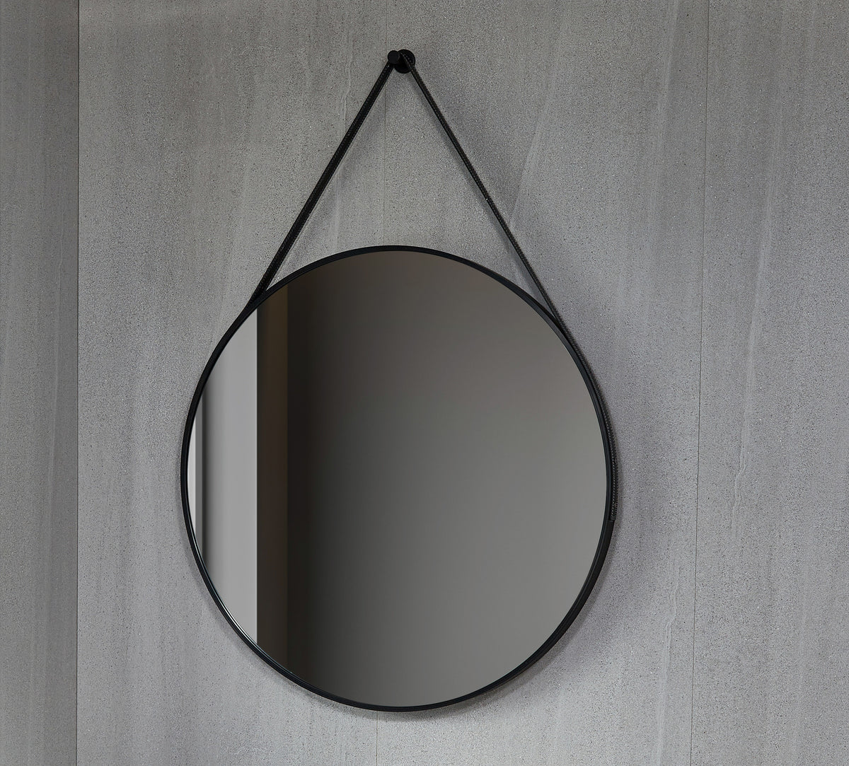 Seconda scelta - Specchio rotondo 80 cm con cinturino trendy, cornice nera - Predefinito
