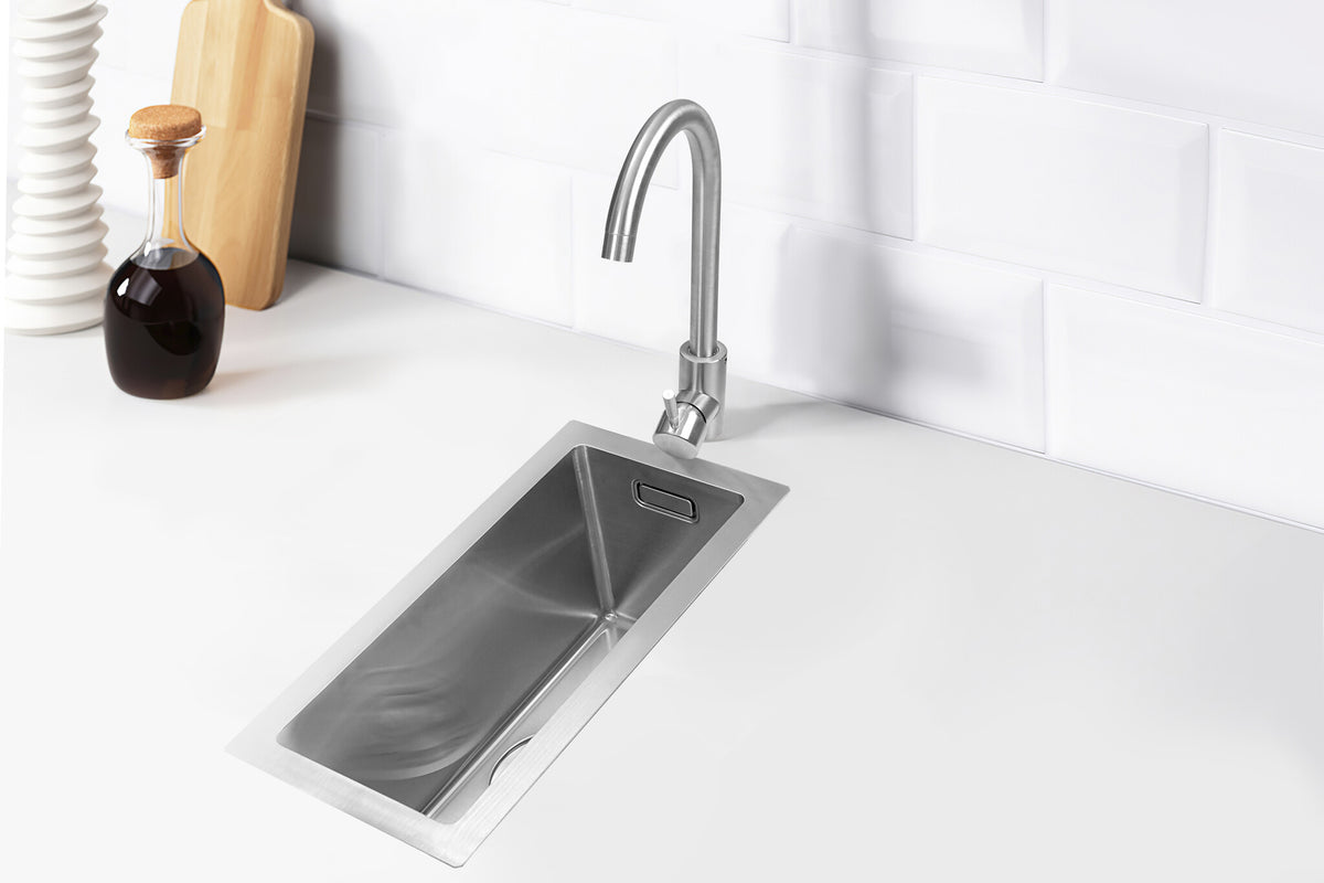 Seconda scelta - Lavello Nurion in acciaio inox 16,5 x 38,5 – Lavello da cucina - Lavelli da cucina – Lavabo da cucina - senza foro per rubinetto in acciaio inox - Predefinito