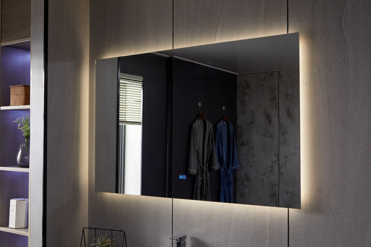 Spiegel frameloos met led, anti-condens 75 x 140 cm