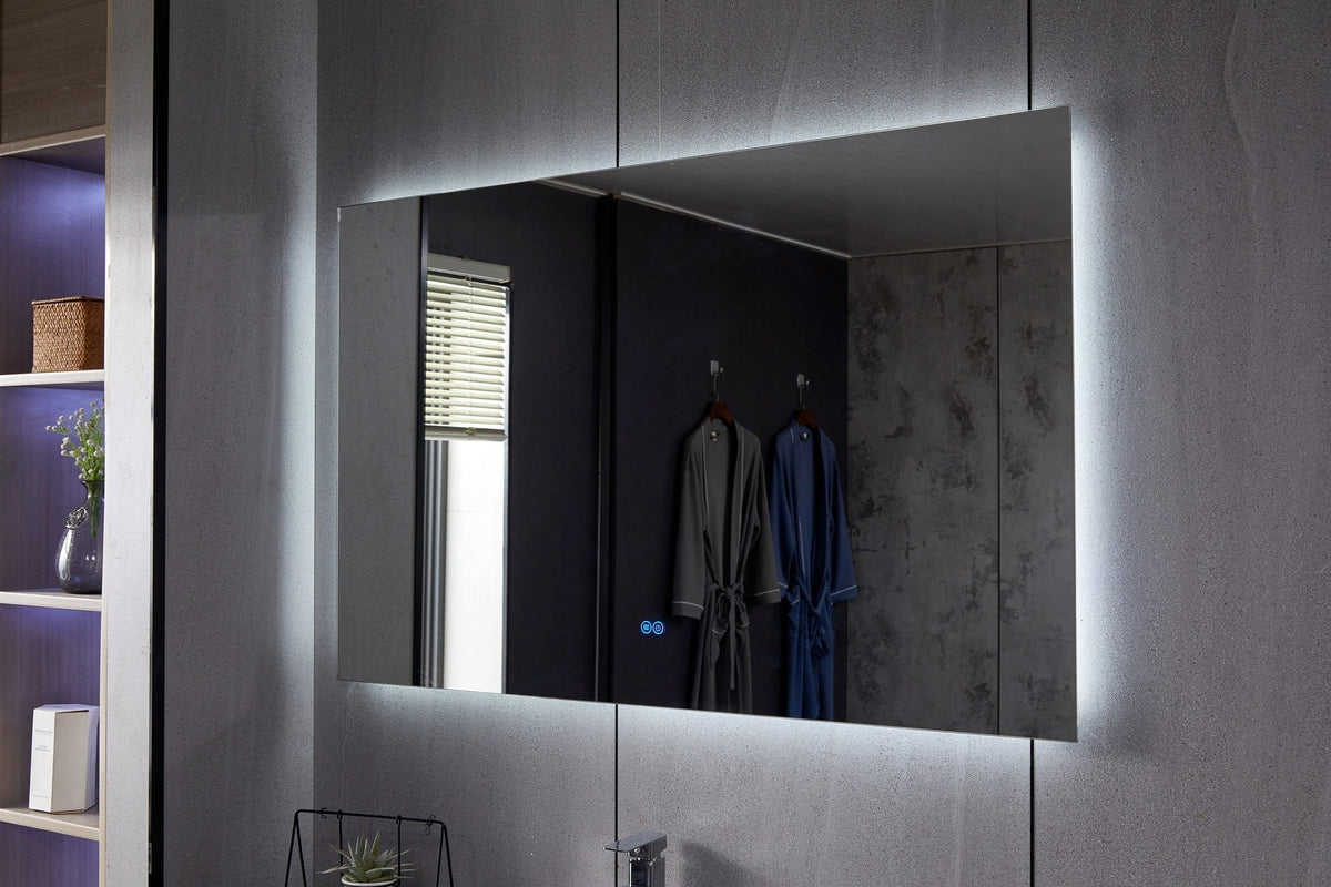 Spiegel frameloos met led, anticondens 60 x 60 cm