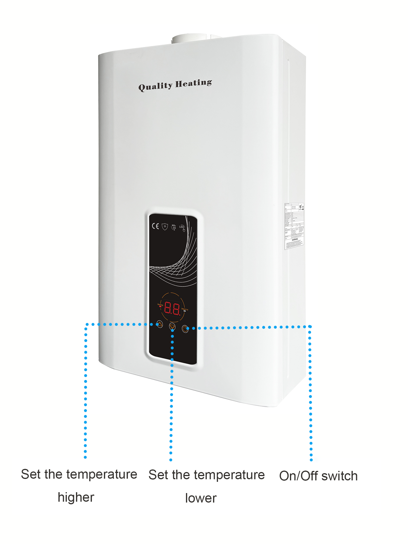 EcoTherm Calentador electrónico 230 V Digital 13 L Bajo NOx Propano cámara cerrada