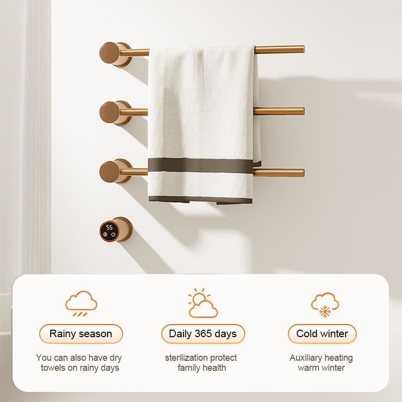 Radiador toallero eléctrico dorado con termostato L-SR0003-T