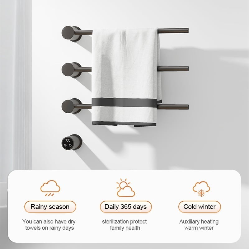 Radiador toallero eléctrico negro con termostato L-SR0003-B