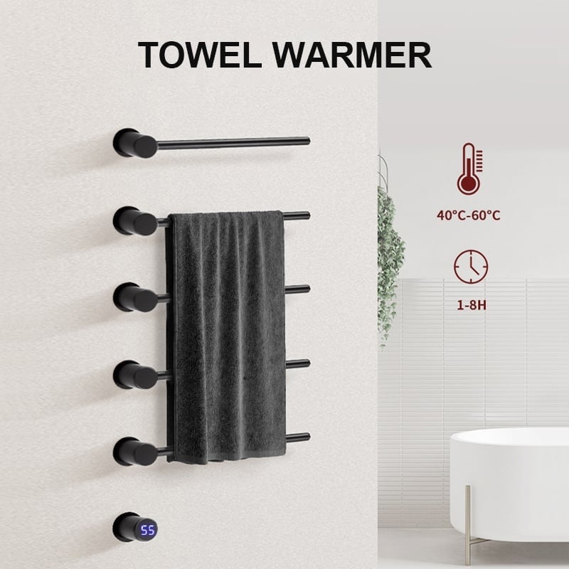 Radiador toallero eléctrico negro con termostato L-SR0005-B