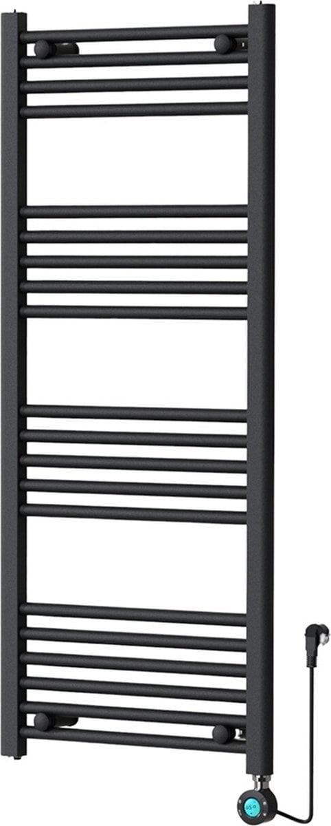 Scaldasalviette Elettrico con Termostato Digitale - Radiatore da Bagno - 1200 × 500 mm - Nero Opaco - 500 Watt