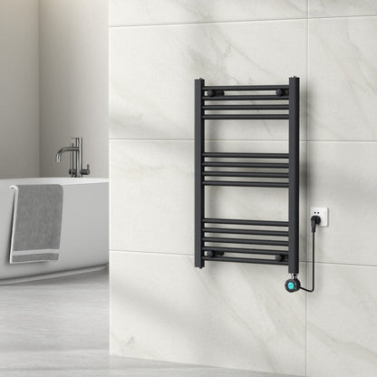 Handdoekradiator Elektrisch met Digitale Thermostaat - Radiator Badkamer - 800 × 500 mm - Mat zwart - 300 Watt