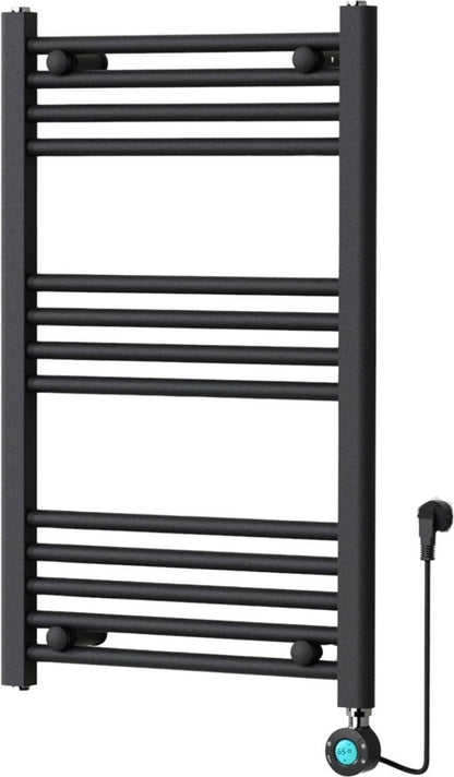 Handdoekradiator Elektrisch met Digitale Thermostaat - Radiator Badkamer - 800 × 500 mm - Mat zwart - 300 Watt