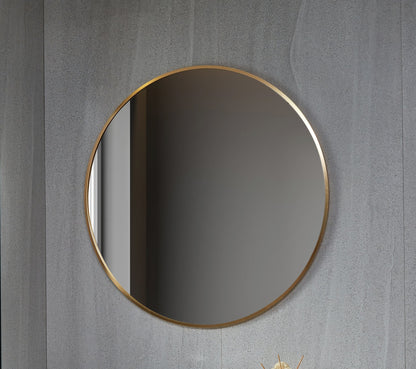 Spiegel rond 100 cm met koperen frame