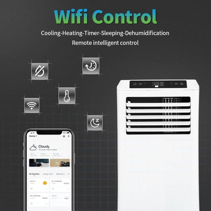 Aire acondicionado móvil Wifi deshumidificar y ventilar con junta de ventana y purificador de aire 9000btu