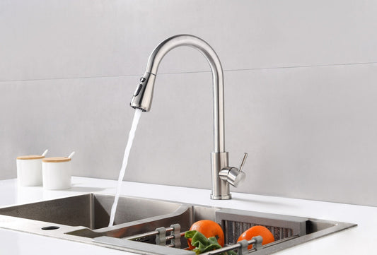 Grifo de cocina Nurion plata con caño