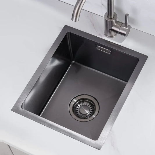 Nurion Fregadero Metal Negro 28,5 x 34,5 - Fregadero Cocina - Fregaderos Cocina - Fregadero Cocina - sin agujero para grifo acero inoxidable