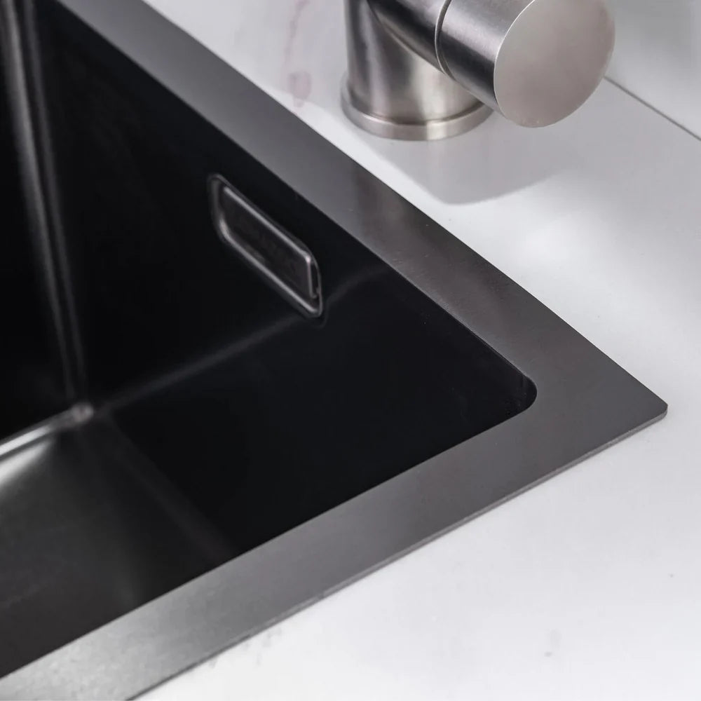 Nurion Fregadero Metal Negro 28,5 x 34,5 - Fregadero Cocina - Fregaderos Cocina - Fregadero Cocina - sin agujero para grifo acero inoxidable